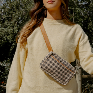 Block Print Belt Bag - Ink Gingham - JOYN
