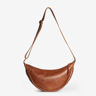 Leather Moon Sling Bag - Vintage Brown - JOYN